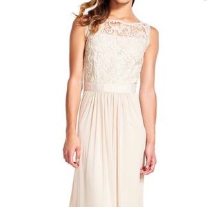 Adrianna Papell Lace Chiffon Gown Size 8 Champagne